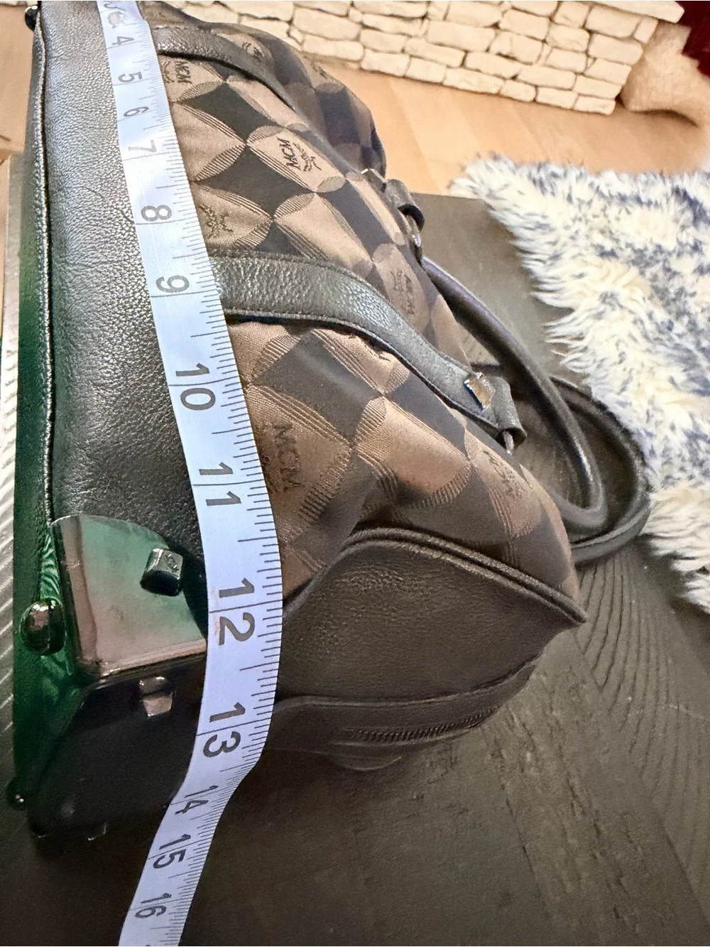 RARE MCM Brown & Black Checkered Monogram Satchel